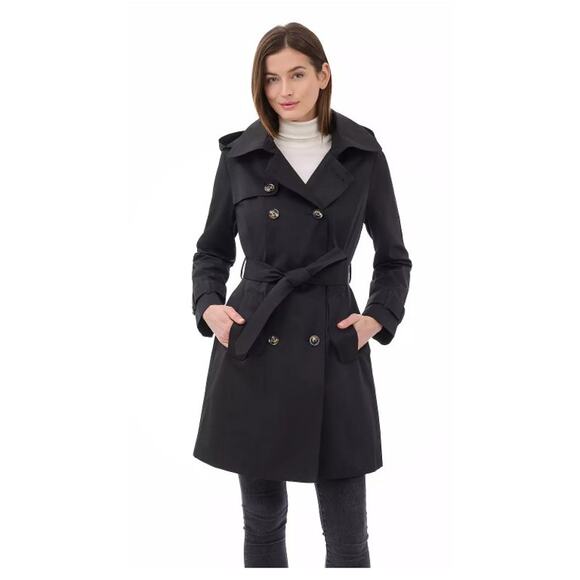 Women's London Fog Hooded Water-Resistant Raincoat - PM - Picture 1 of 4